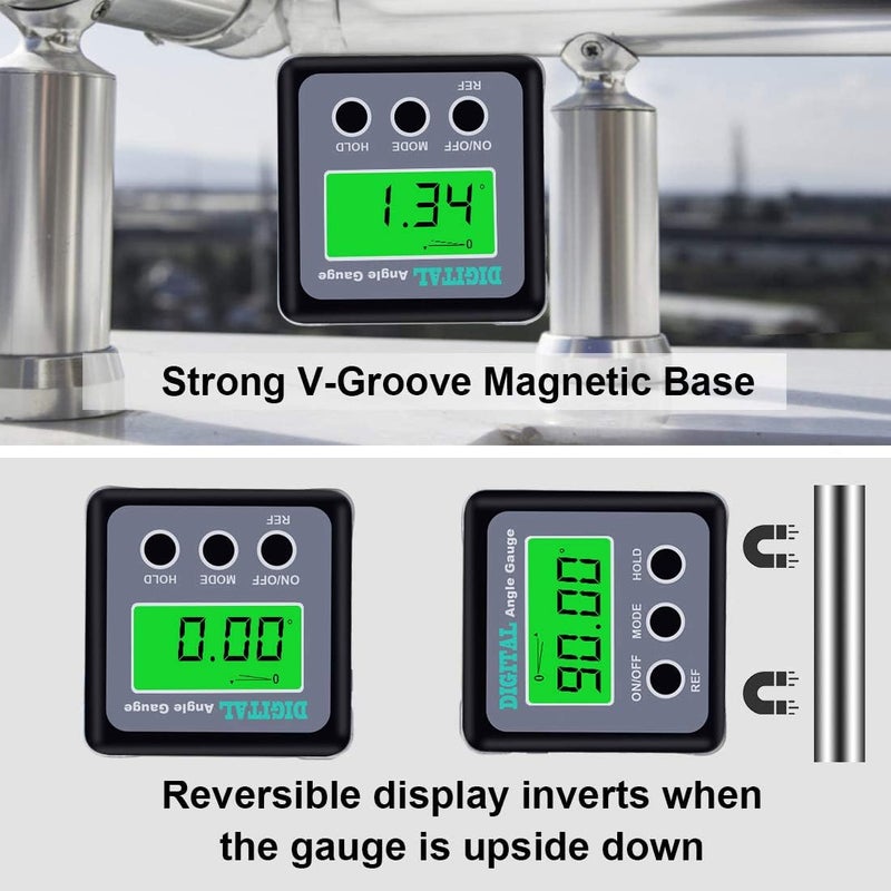 OUTIL Digital Angle Gauge, Angle Finder Magnetic Digital Level Protractor, Table Saw Accessories with LCD Backlight Display Data Hold and V-groove & Magnetic Base - Image 4